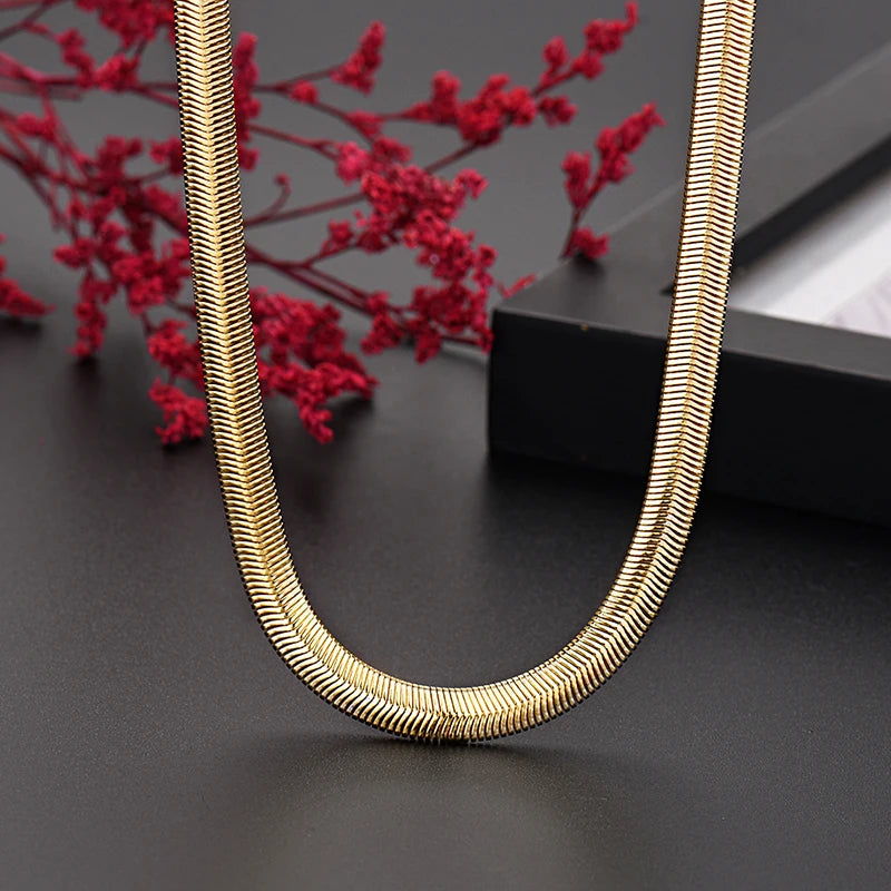 925 Silver 18K Plated 6MM Snake Chain Necklace Men Women Jewelry