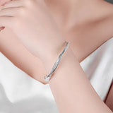 925 Silver Weave Bracelet Bangle Women Party Wedding Jewelry