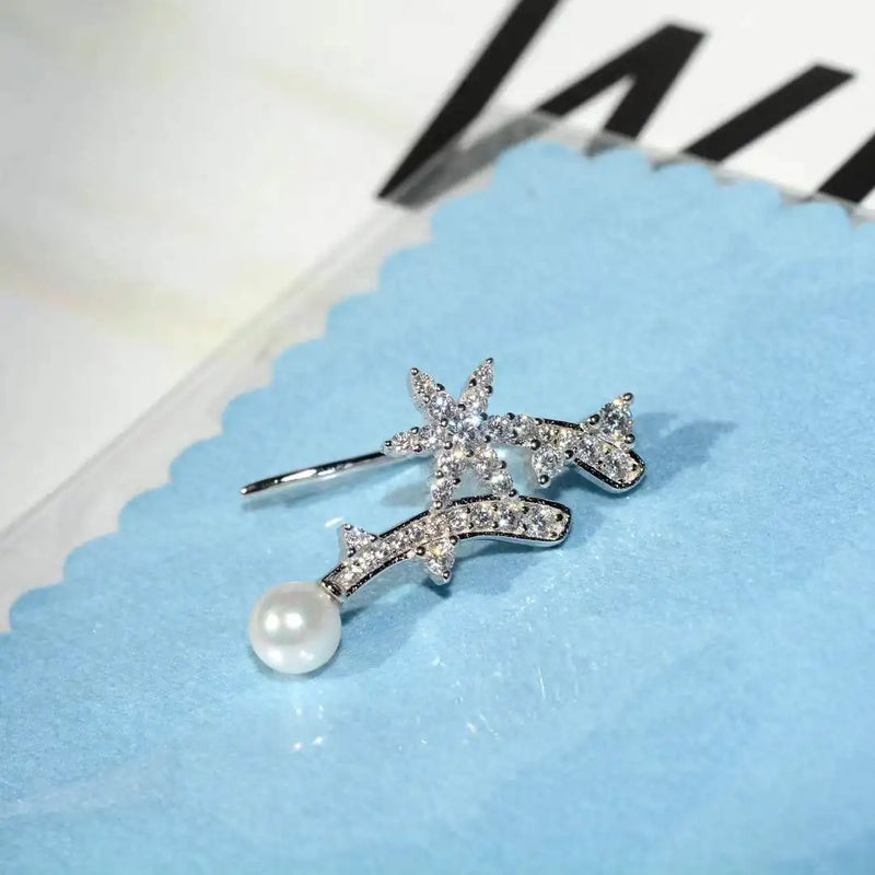 925 Silver Snow Branches & Pearl Earrings for Women