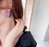 Zircon Inlaid Silver Needle C Ring Women Ear Jewelry