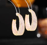 Zircon Inlaid Silver Needle C Ring Women Ear Jewelry