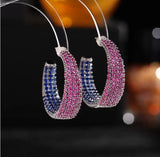 Zircon Inlaid Silver Needle C Ring Women Ear Jewelry