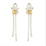 Elegant Multicolor Square Zircon Bow Earrings