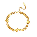 Love Bracelet Cuban Chain Heart Charm Stainless Steel Jewelry