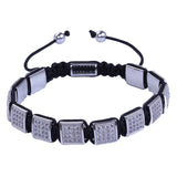 Men's Square Charm CZ Zircon Macrame Bracelets