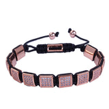 Men's Square Charm CZ Zircon Macrame Bracelets