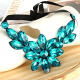 Rhinestone Gem Stone Statement Necklace for Women