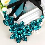 Rhinestone Gem Stone Statement Necklace for Women