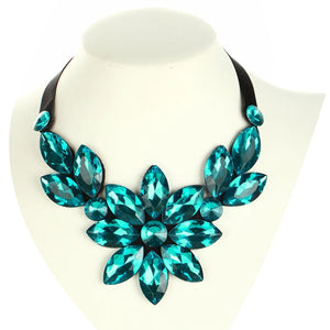 Rhinestone Gem Stone Statement Necklace for Women