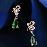 Zircon Flower Drop Earrings Vintage Ear Jewelry