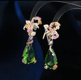 Zircon Flower Drop Earrings Vintage Ear Jewelry