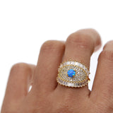 Evil Eye CZ Fire Opal Gem Sparking Stone Ring