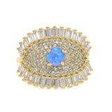 Evil Eye CZ Fire Opal Gem Sparking Stone Ring