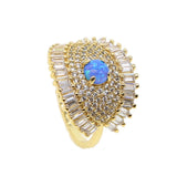 Evil Eye CZ Fire Opal Gem Sparking Stone Ring
