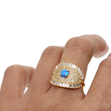 Evil Eye CZ Fire Opal Gem Sparking Stone Ring