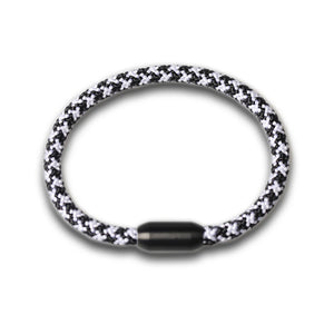 Black&White Woven Bracelet Bangle with Stainless Steel Clasp