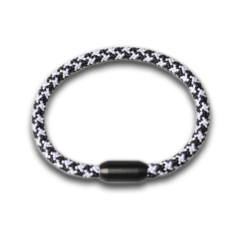 Black&White Woven Bracelet Bangle with Stainless Steel Clasp
