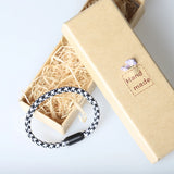Black&White Woven Bracelet Bangle with Stainless Steel Clasp