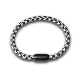 Black&White Woven Bracelet Bangle with Stainless Steel Clasp