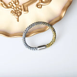 Mama Delicate Weave Bracelet Bangle Gradient Hand Woven Stainless Steel Clasp