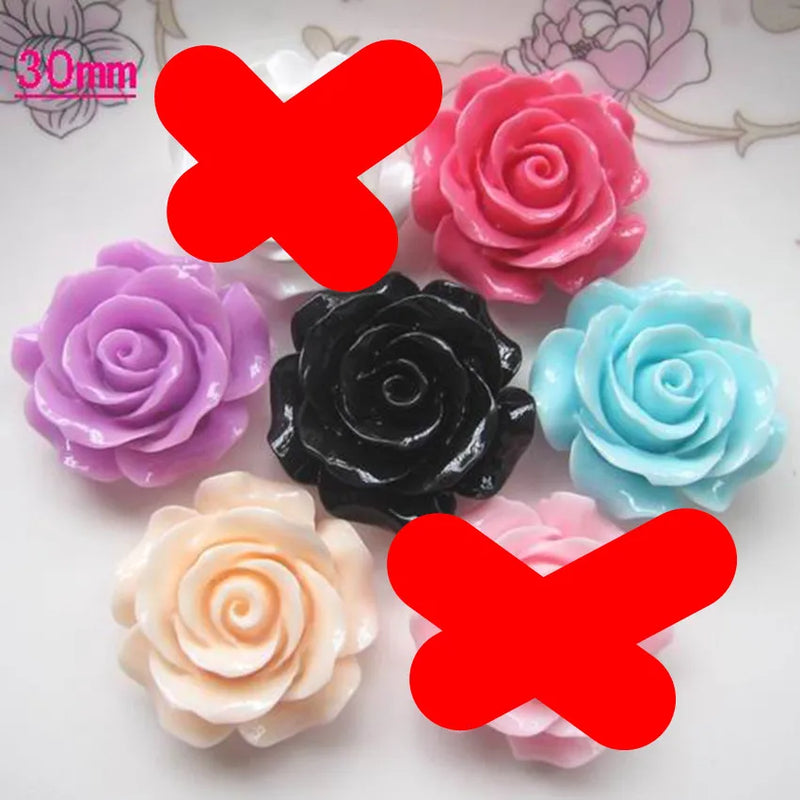 20pcs Resin Rose Flowers for DIY Brooch Earring Decoration