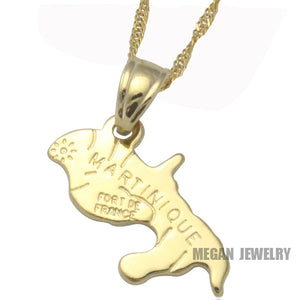 Martinique Map Pendant Necklace - Map Martinique Map Jewelry
