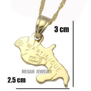 Martinique Map Pendant Necklace - Map Martinique Map Jewelry