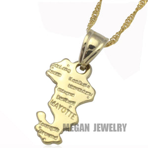 Mayotte Map Pendant & Necklace for Women & Men, Map Mayotte Jewelry
