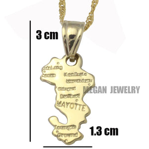 Mayotte Map Pendant & Necklace for Women & Men, Map Mayotte Jewelry