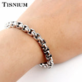 Men Stainless Steel 7mm Square Chain Bracelet Bangle