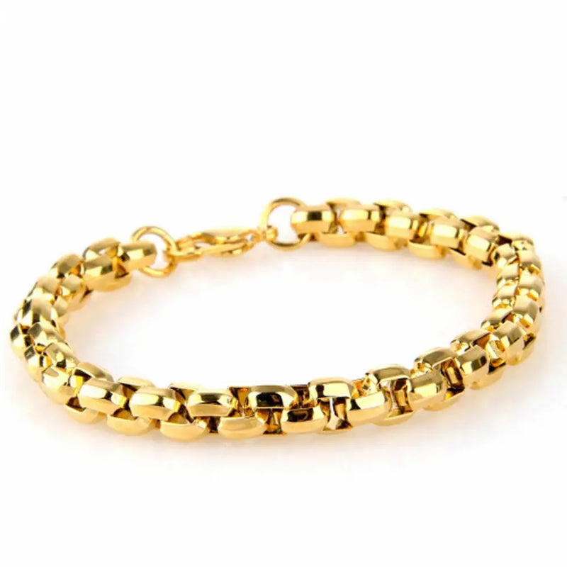 Men Stainless Steel 7mm Square Chain Bracelet Bangle