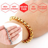 Men Stainless Steel 7mm Square Chain Bracelet Bangle