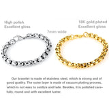 Men Stainless Steel 7mm Square Chain Bracelet Bangle