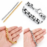 Men Stainless Steel 7mm Square Chain Bracelet Bangle