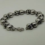 Men's 7.87 Inch Back to Back Skull Stainless Steel Bracelet