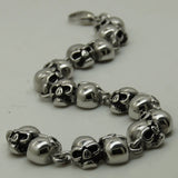 Men's 7.87 Inch Back to Back Skull Stainless Steel Bracelet