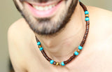 Men's Beach Wood Choker Necklace Short Jewelry
