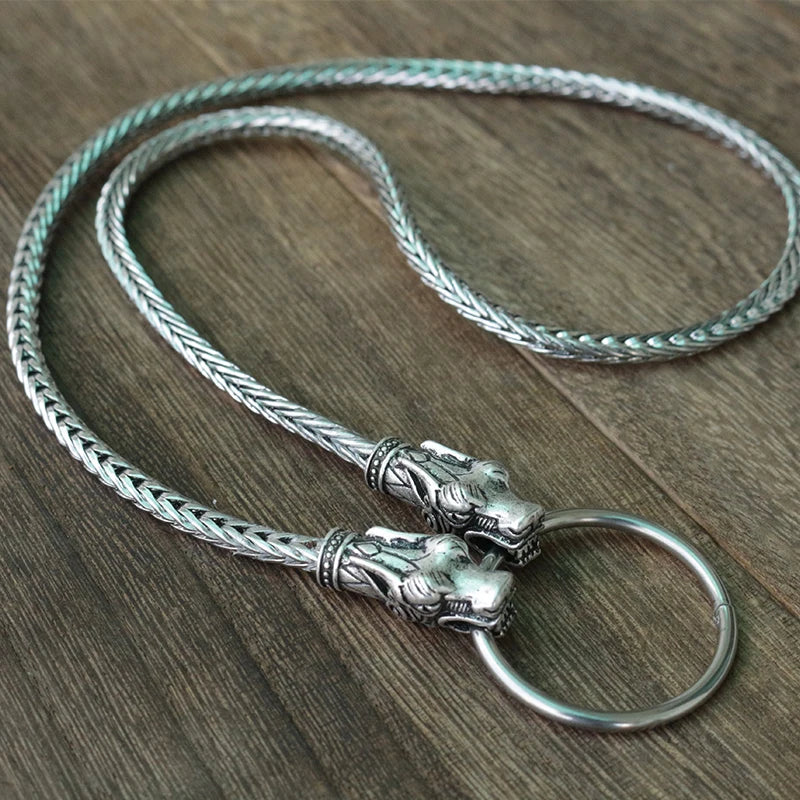 Wolf Head Pendant Necklace Stainless Steel Chain