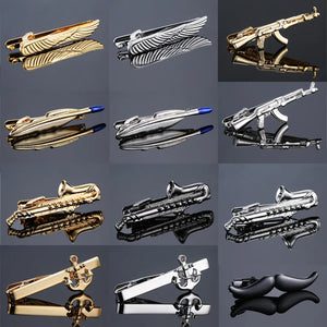 Men's Novel Tie Clip Necktie Feather Archor Mustache Bar Clasp Cufflinks