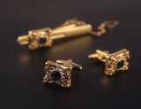 Men's Cuff Links & Tie Clip Set Sleeve Button Cuff Button Stickpin Tie Bar
