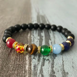 7 Chakra Stones Bracelet Matte Onyx Wristband for Balance
