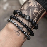Mens Lion Bracelet Set Men Jewelry Women Bracciali Stone Beads Bracelet