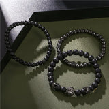 Mens Lion Bracelet Set Men Jewelry Women Bracciali Stone Beads Bracelet