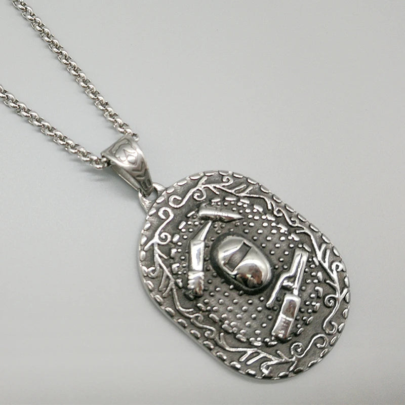Welding Mask Pendant Necklace Antique Silver Stainless Steel Hip Hop Welder