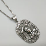 Welding Mask Pendant Necklace Antique Silver Stainless Steel Hip Hop Welder