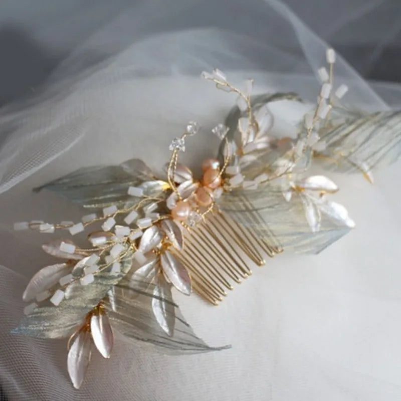 Metal Leaves Hair Combs for Women Girls Party Headwear