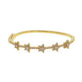 Micro Pave CZ Stars Bracelet Bangle in Silver