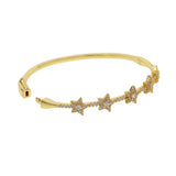 Micro Pave CZ Stars Bracelet Bangle in Silver
