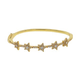 Micro Pave CZ Stars Bracelet Bangle in Silver