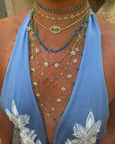 Micro Pave CZ Evil Eye Charm Choker Necklace